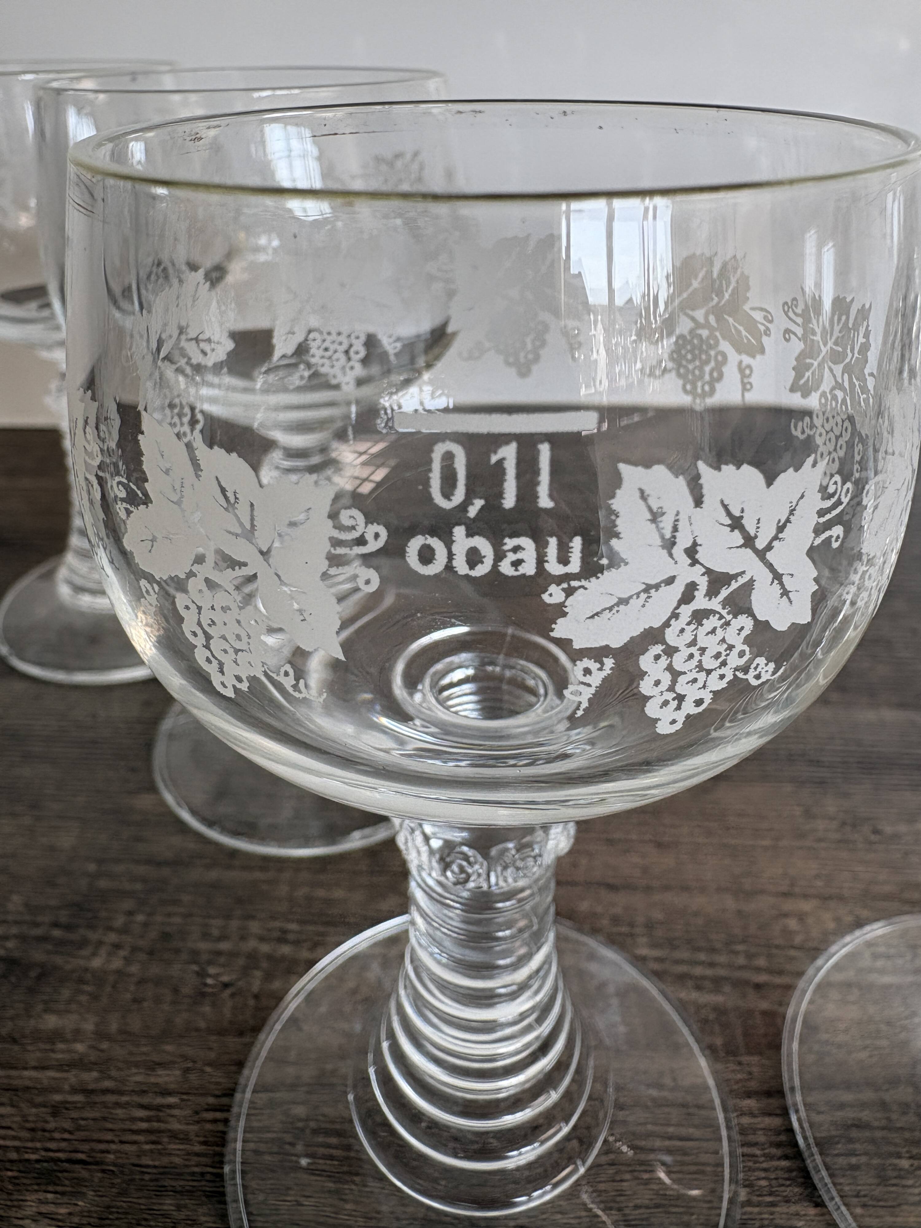 Set of 6 vintage Alsace wine glasses - Vines & Roses