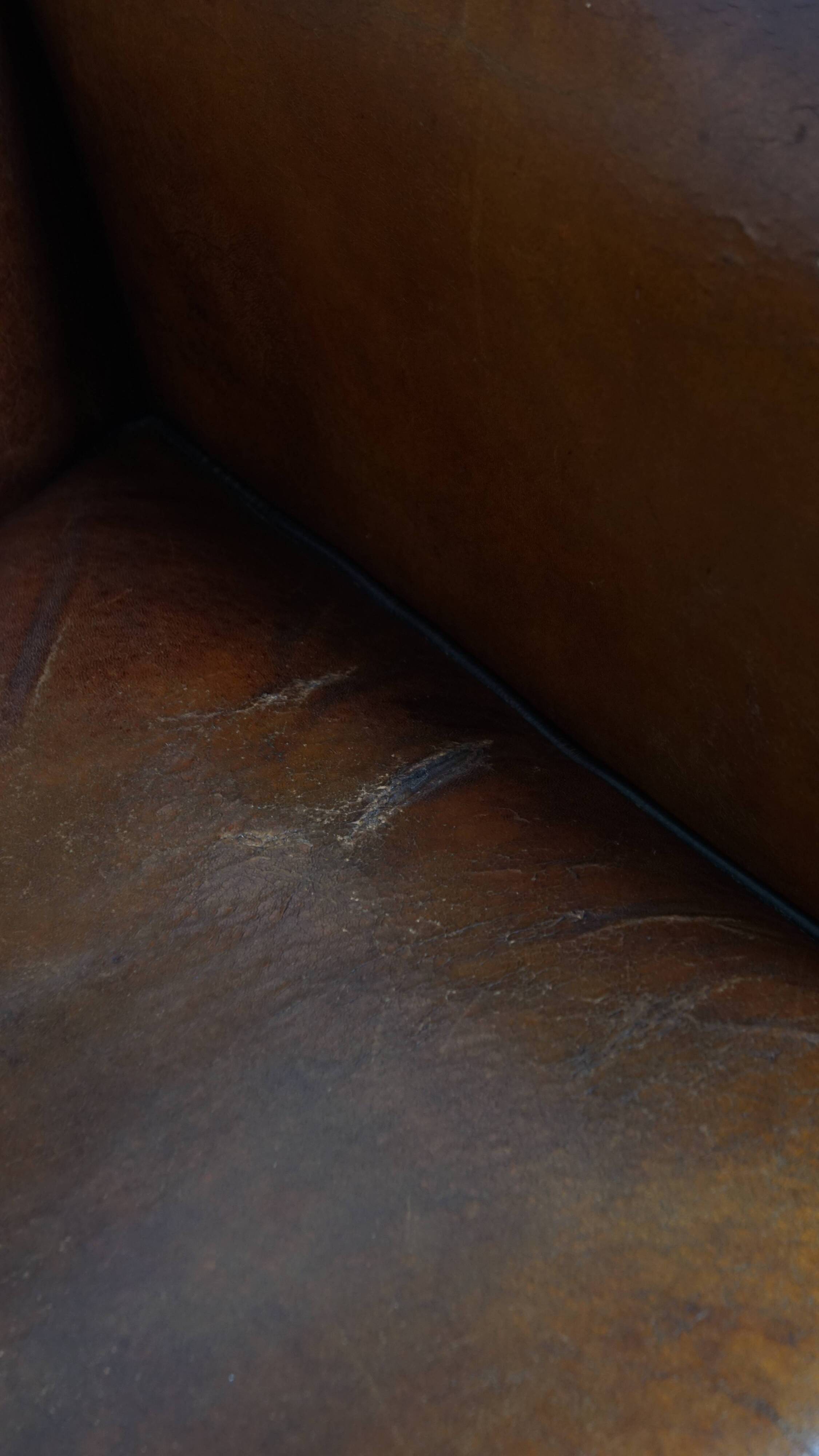 Vintage Sheepskin Leather Art Deco Style Design Armchair
