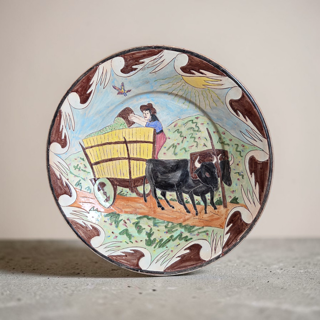 Large terracotta dish signed