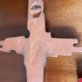 Vintage pair of glazed terracotta crosses