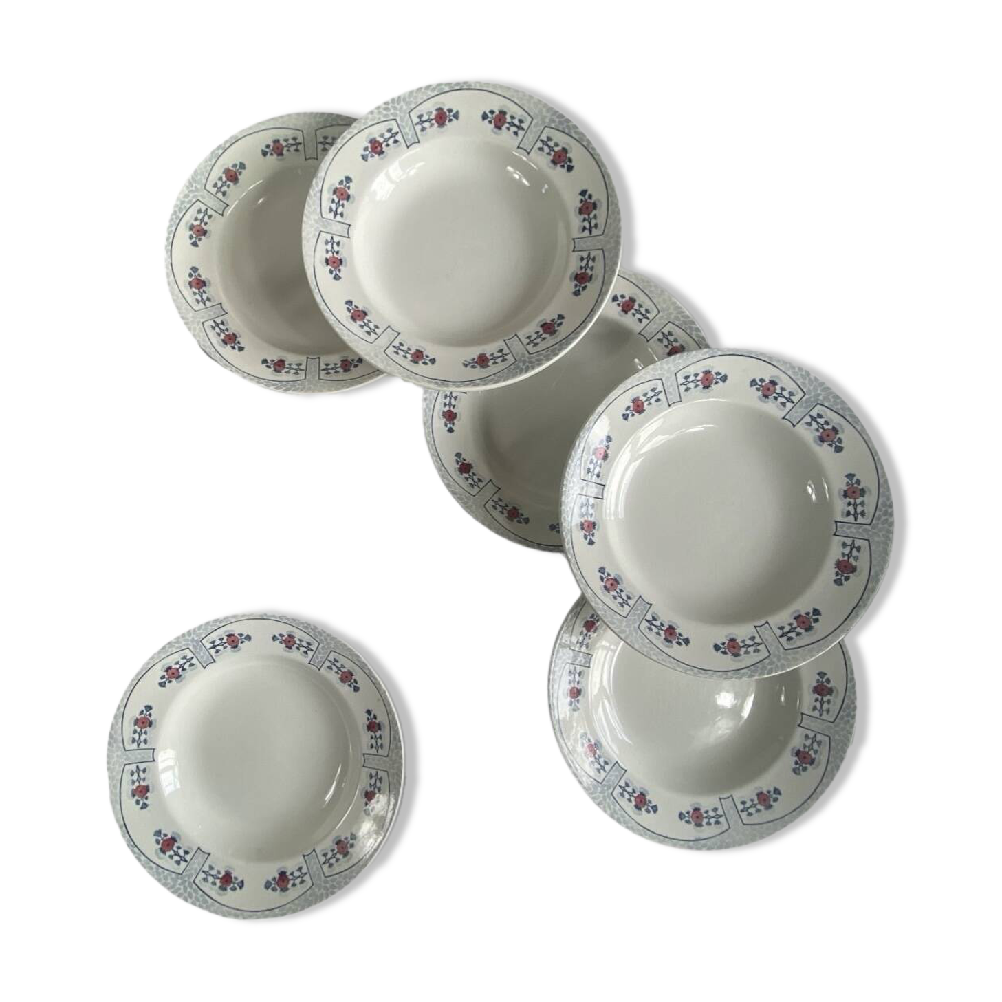 6 deep plates Creil and Montereau model Toledo in antique earthenware