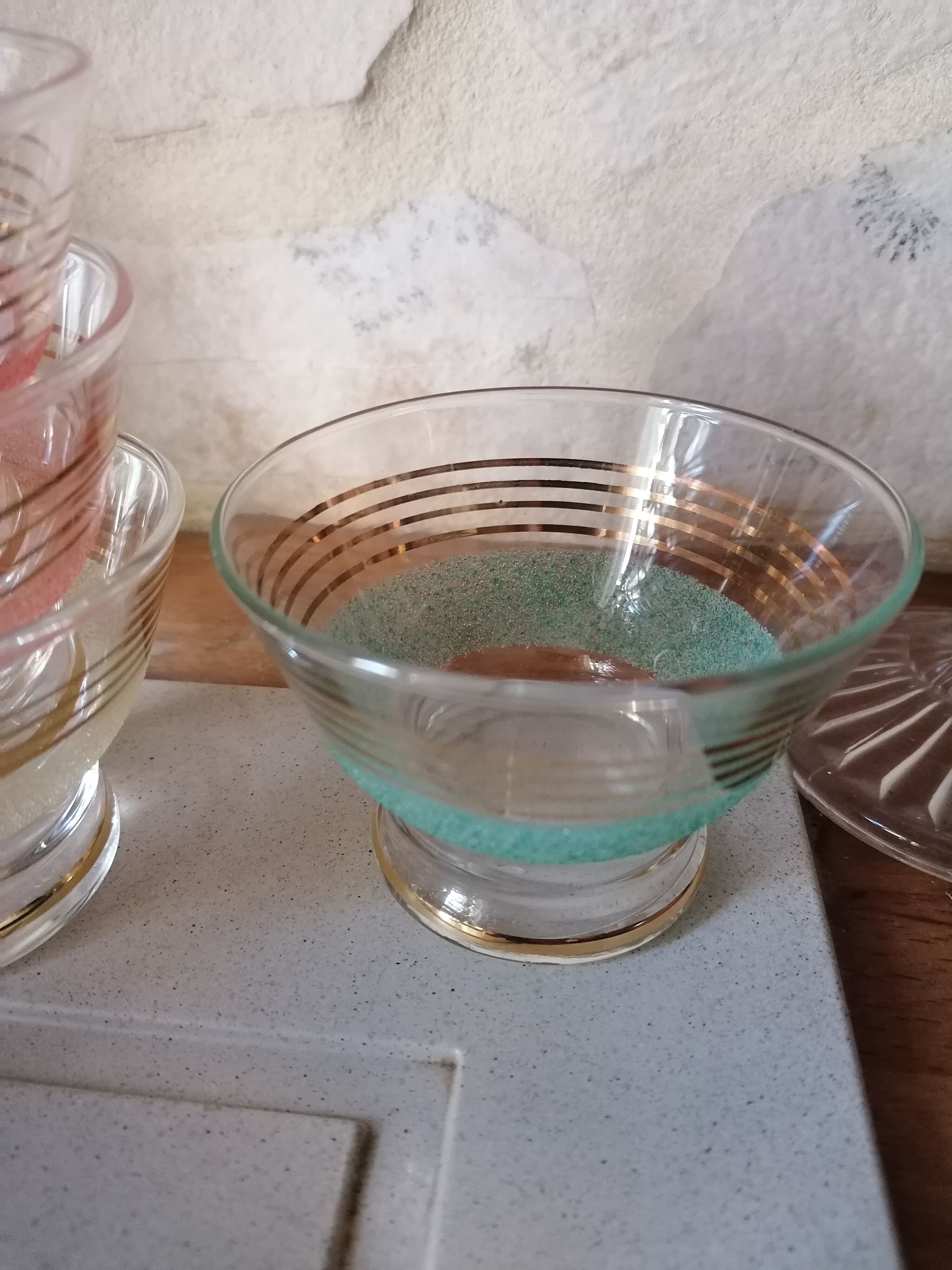 Set of 7 granite glass cups