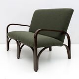 Ensemble Art Déco italien Bouclè vert composé de deux fauteuils et d'un petit canapé, années 1930