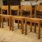 Set of 4 elm chairs Maison Regain 1960s