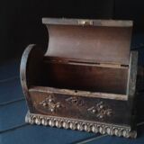 Wooden box, baroque style, wood and iron