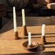 Pyramidal circular teak monoxyle candlestick H7 D5