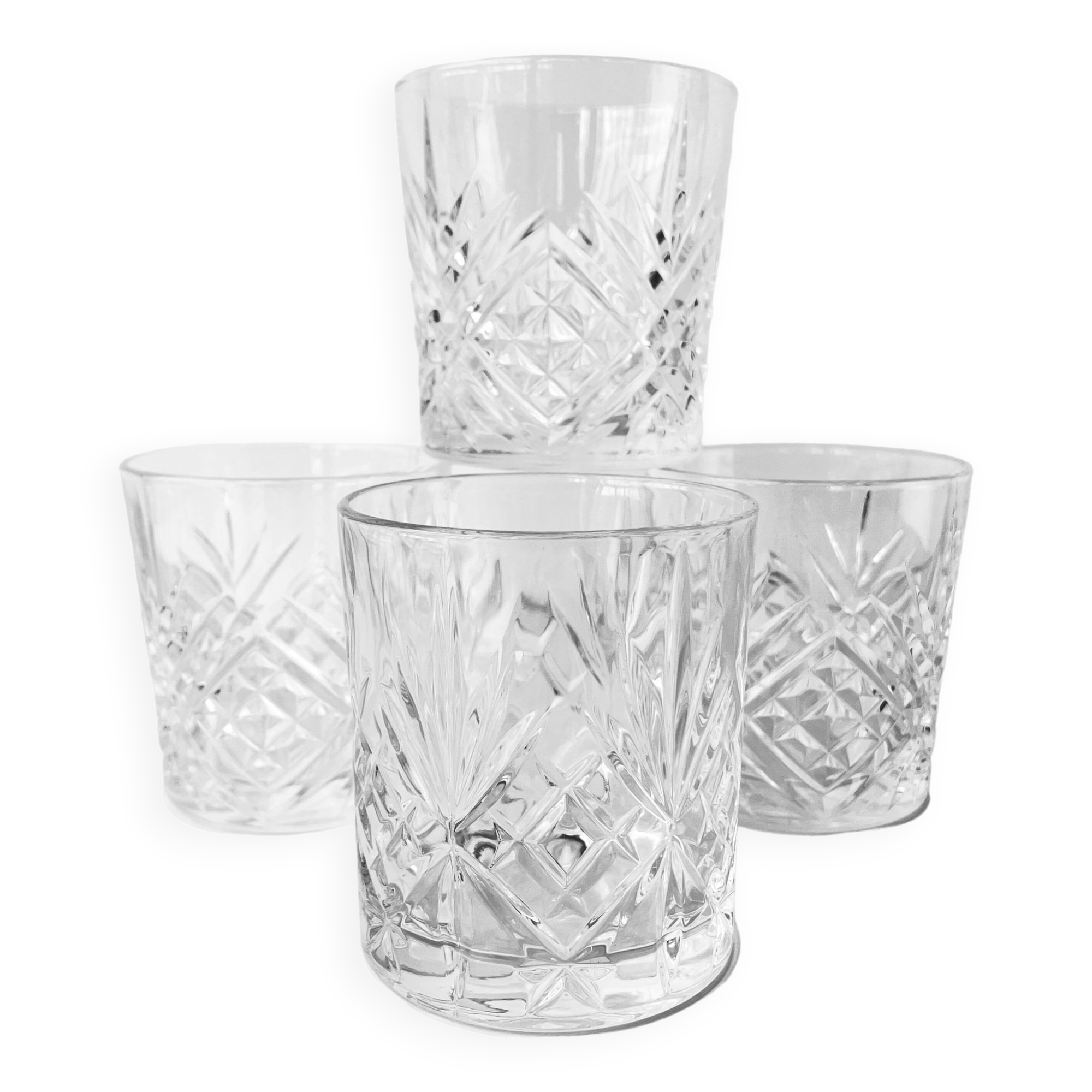 Ensemble de 4 verres à whisky cocktails Hollywood Regency