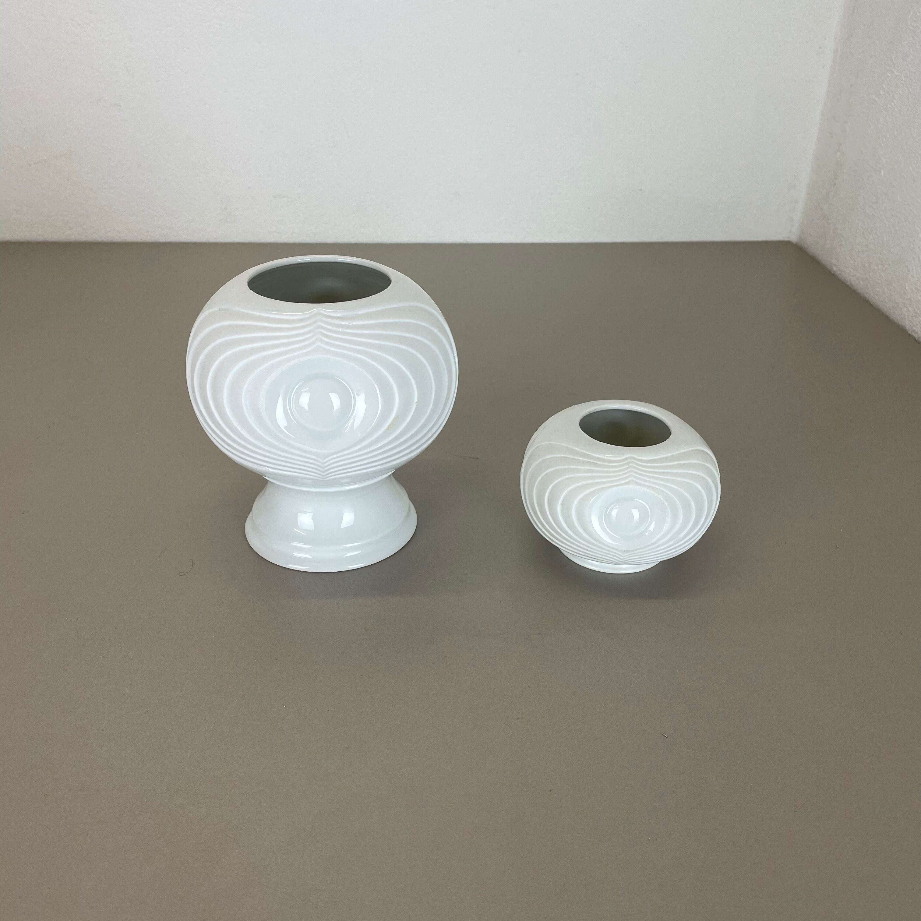 Set of 2 original porcelain op art vase made by royal bavaria kpm germany, 1970s