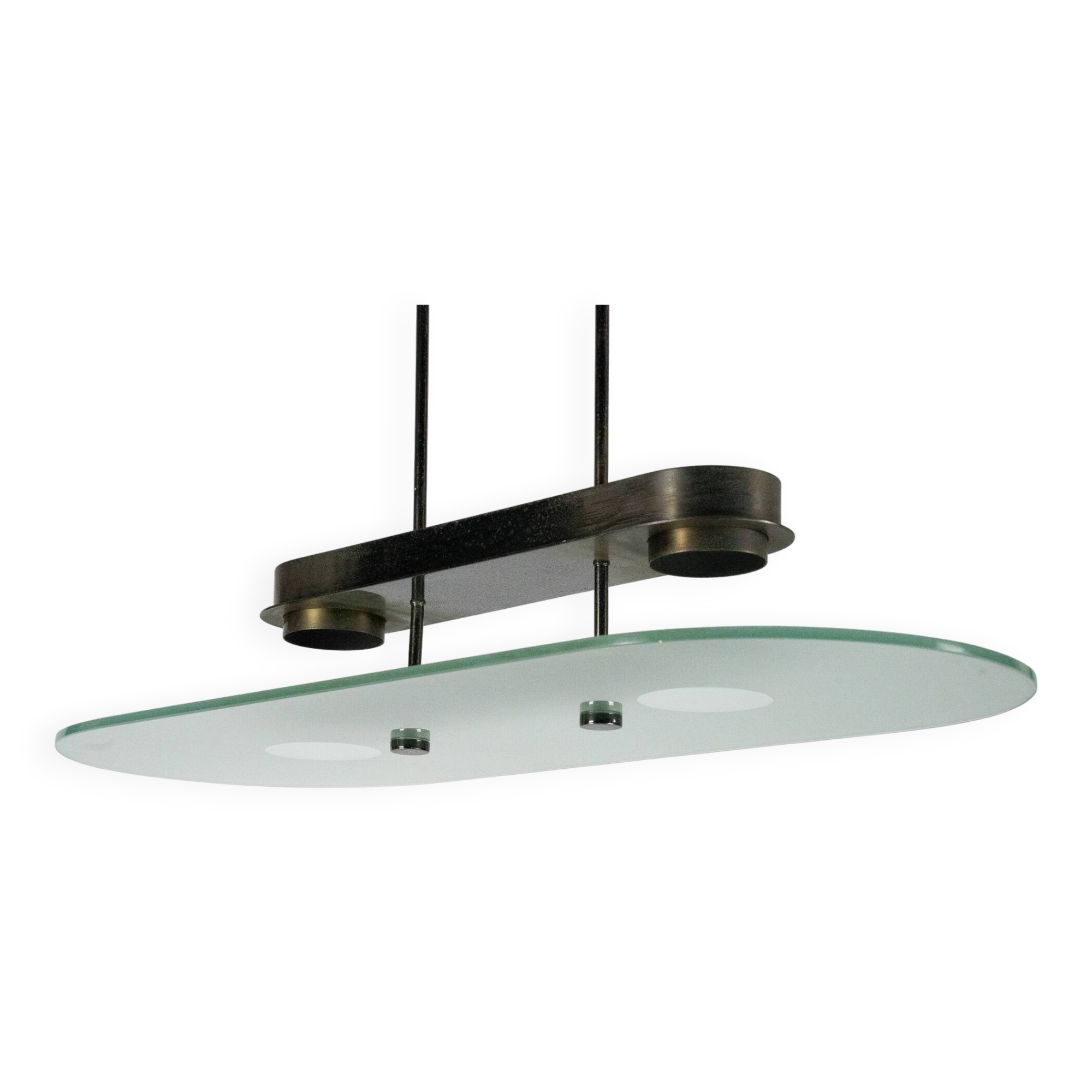 Lumi Milano Mid-Century Chandelier in Brass and Glass – Italy, 1970s