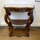 Napoleon III console in walnut and white marble