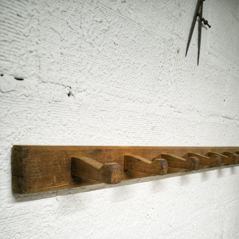 Brutalist wall coat rack with 8 hooks