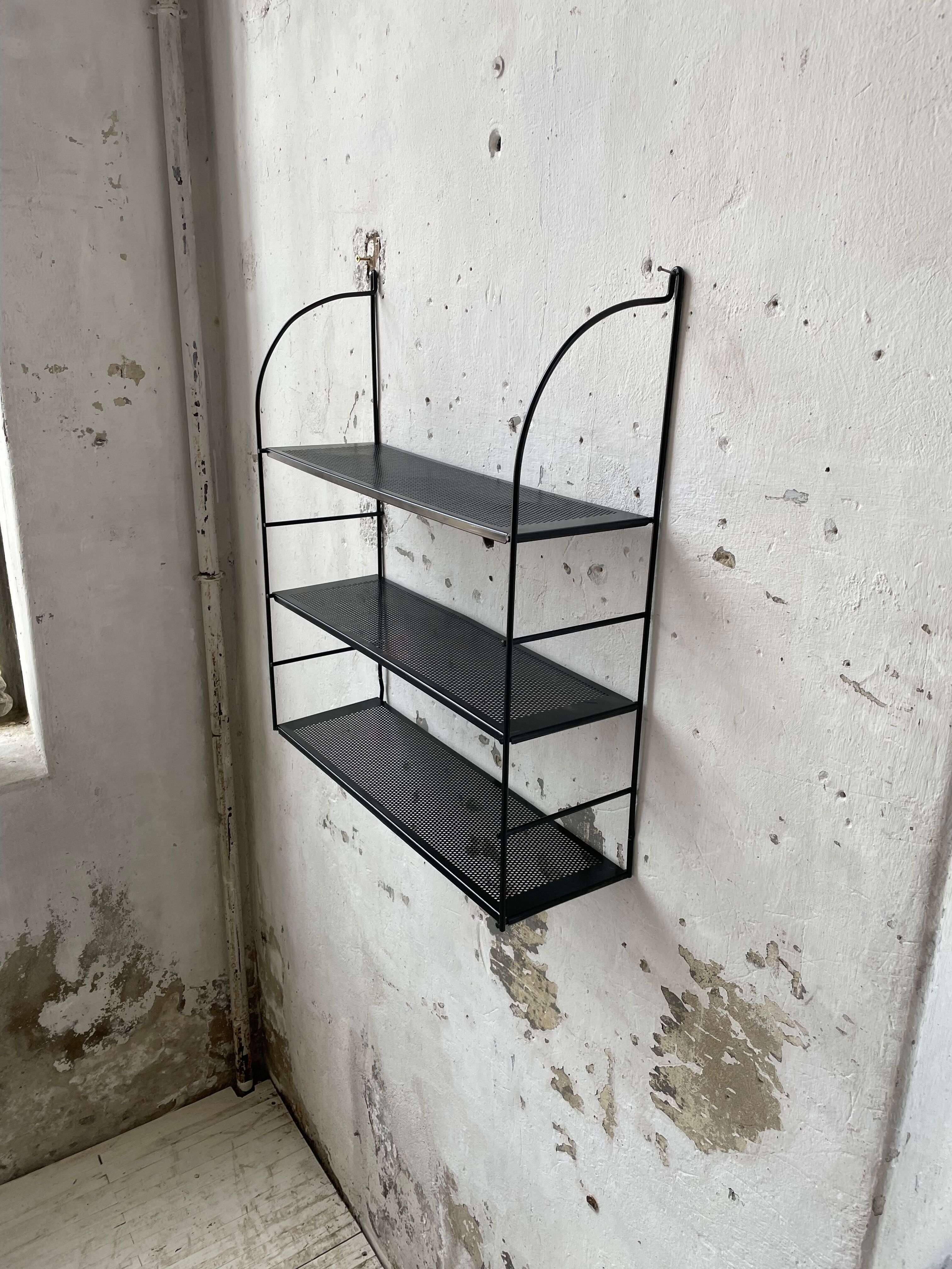 Black metal string shelf