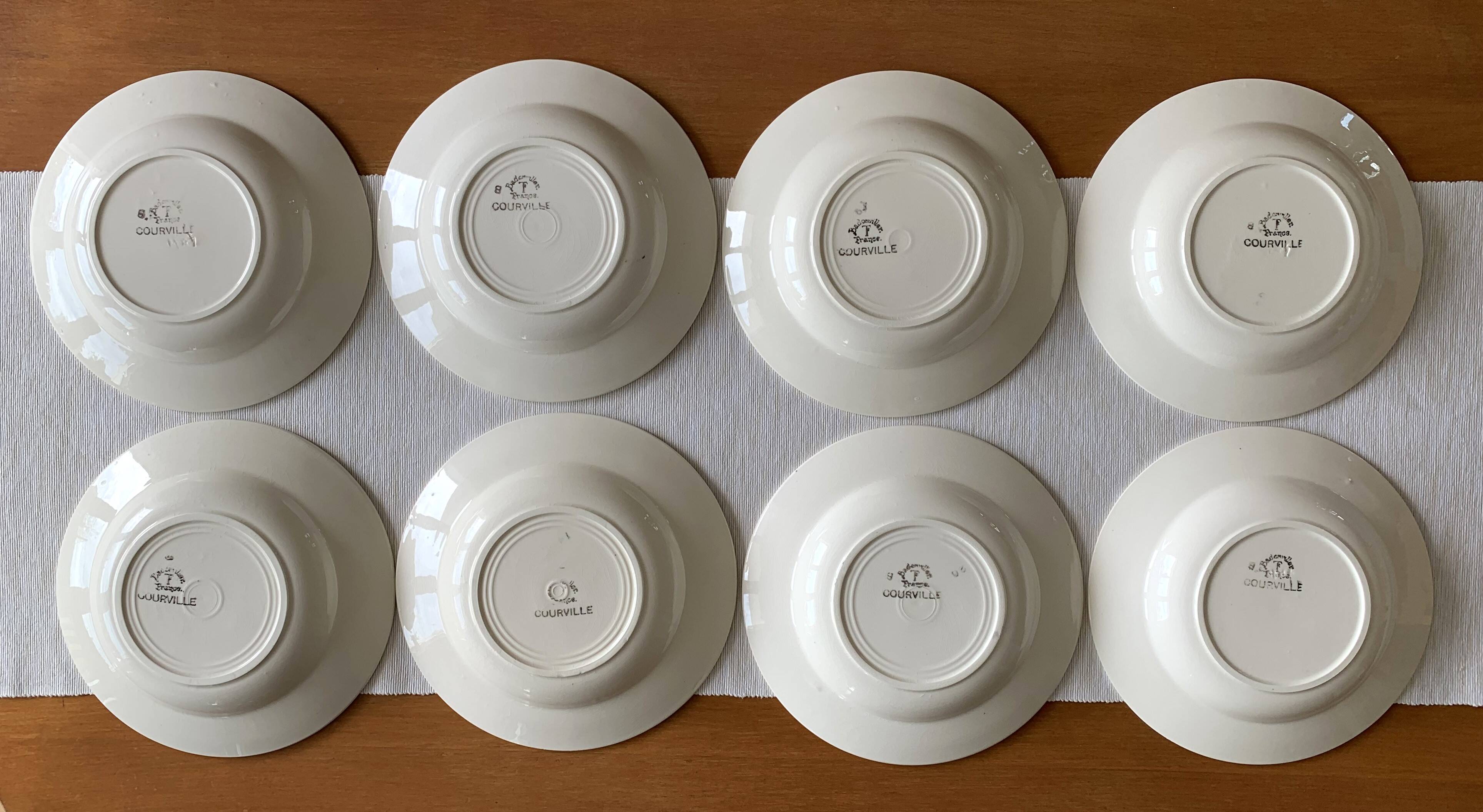 8 old earthenware plates from badonviller