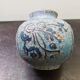 Old vase ball ceramic blue vintage floral décor