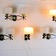 Pair of double wall sconces, Maison Arlus, Mid-Century, black brass opaline