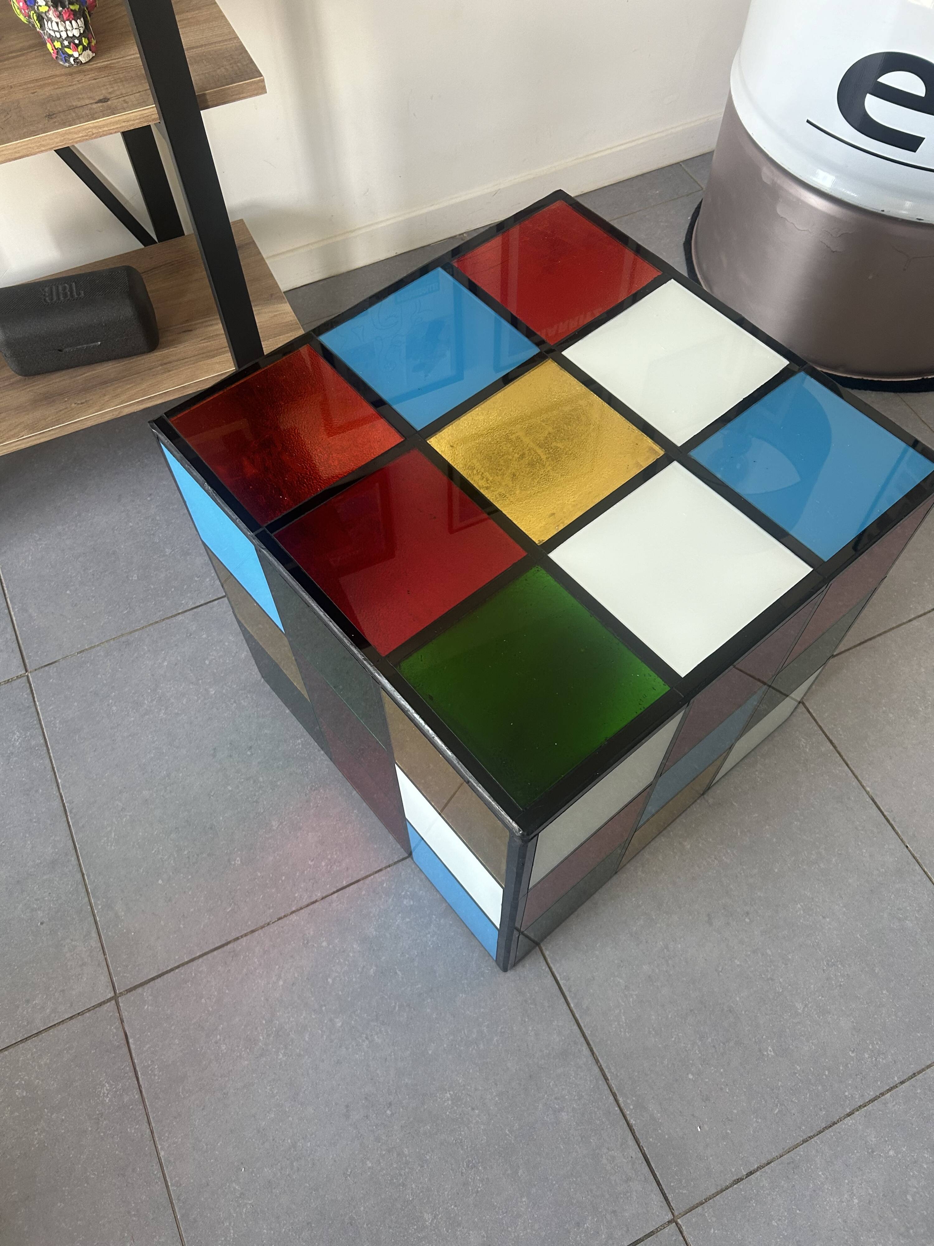 Multicolored rubik's cube table