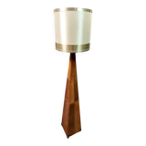 Vintage 80s design floor lamp in leather and brass.