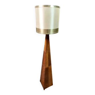 Vintage 80s design floor lamp in leather and brass.