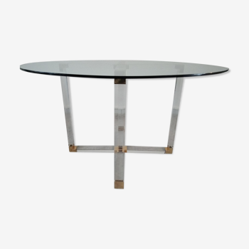 Dining table in lucite and Italian design glass for Metalarte from the 70s