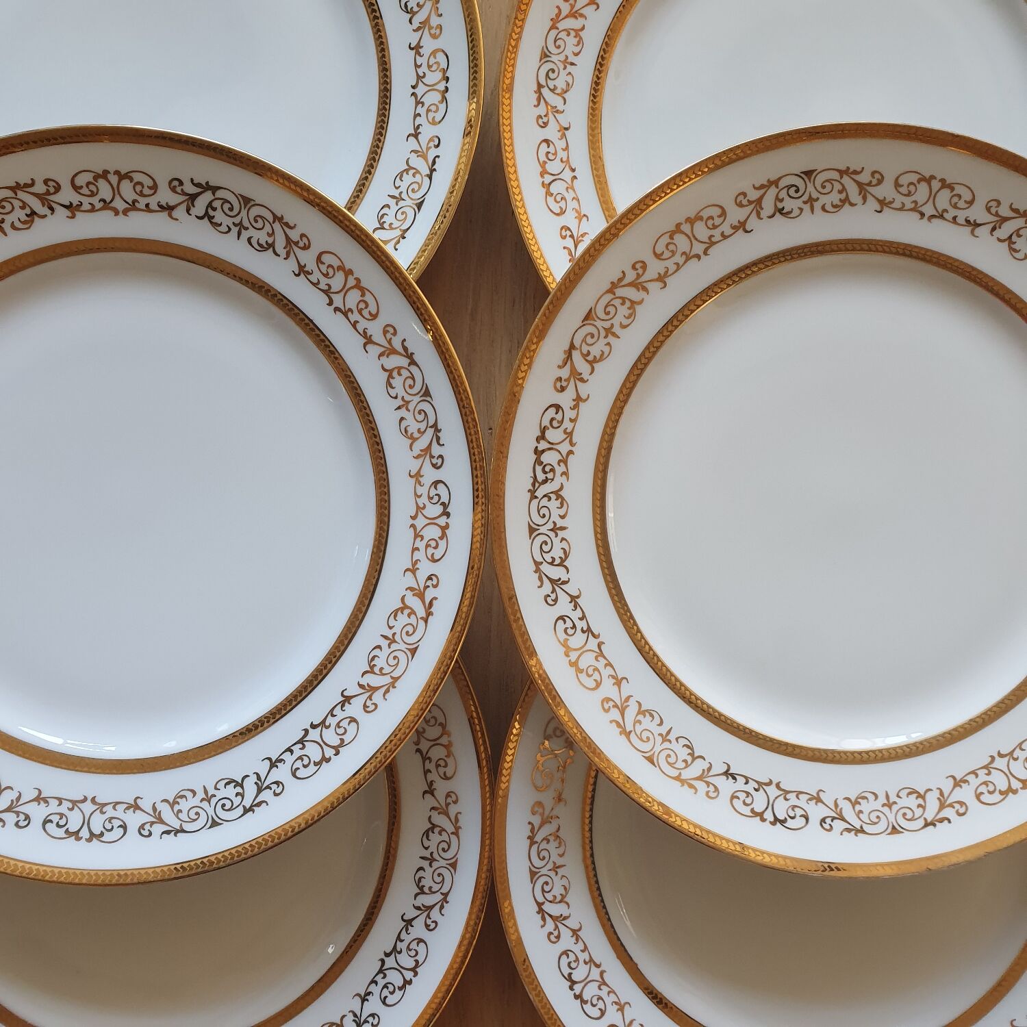 6 gold leaf Limoges porcelain plates