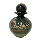LUZORO (Michèle), Polychrome glass ball bottle signed XXth