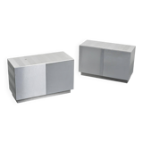 Pair of low buffets in brushed metal, French work, 1970s.