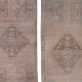 Distressed Low Pile Rug Turkish Yastik Small Rug - a Pair 49 x 127 - 47 x 103 cm