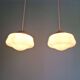 Pair of Art Deco conical white opaline pendant lights, 1920-30