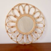 Vintage rattan and bamboo sun mirror
