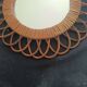Large oval mirror from the 60s in rattan.
