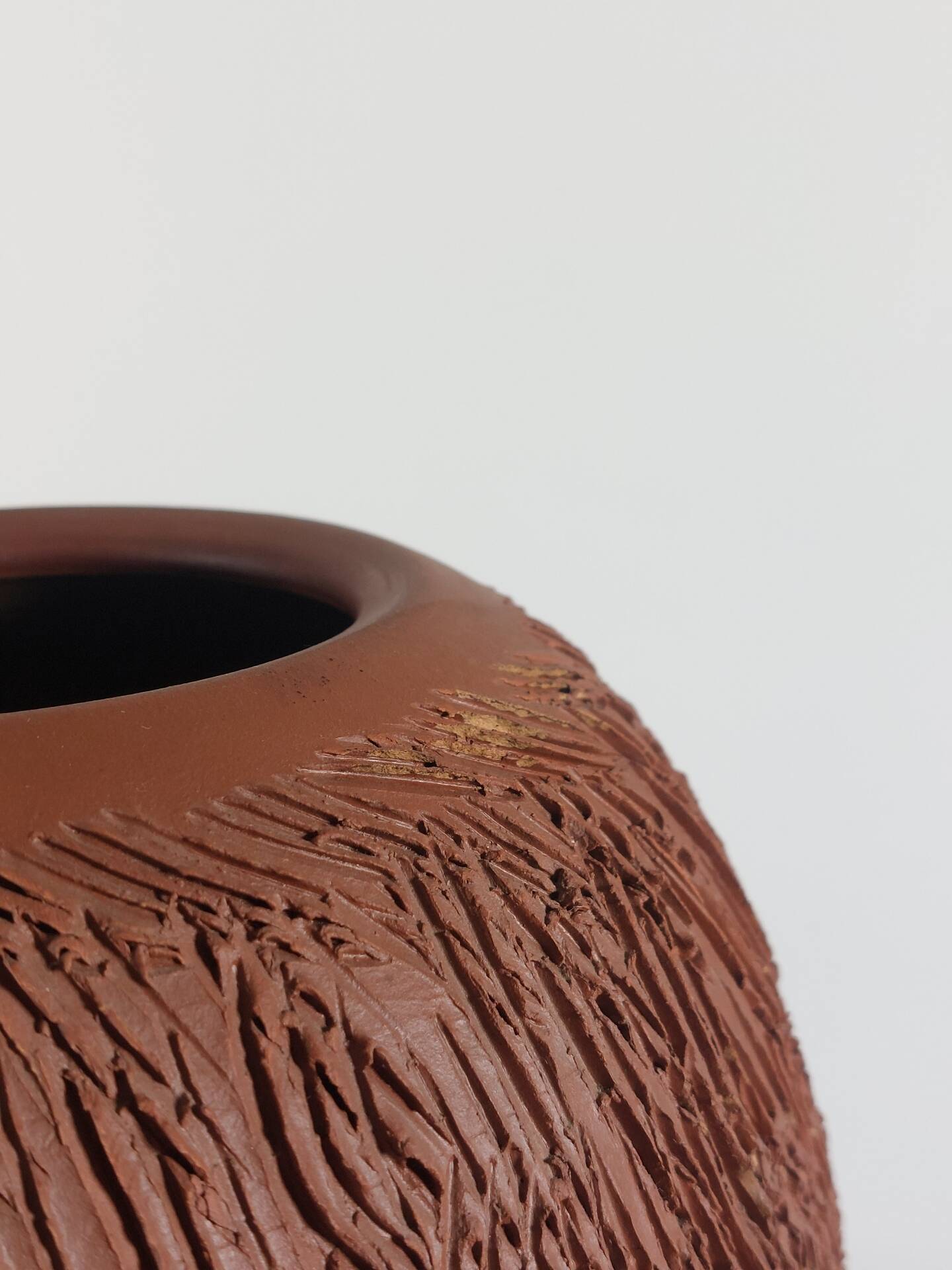 Vintage mid-century brutalist sgraffito ceramic vase