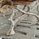 Antique garden bench oak on cast iron legs 125 cm