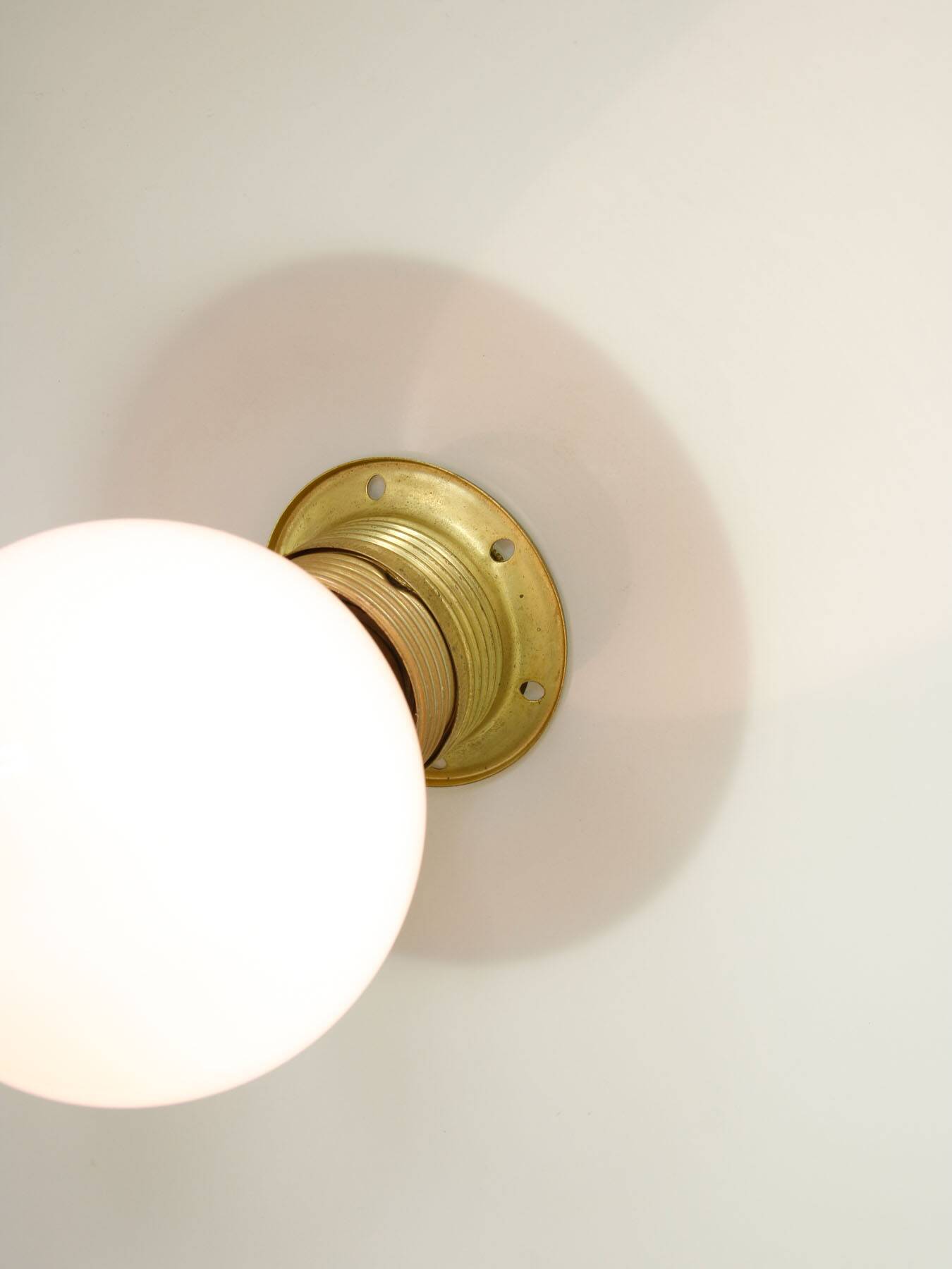 Mid-Century Italian Saucer Glass and Brass Pendant Lamp
