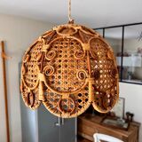 Vintage wicker chandelier and cannage