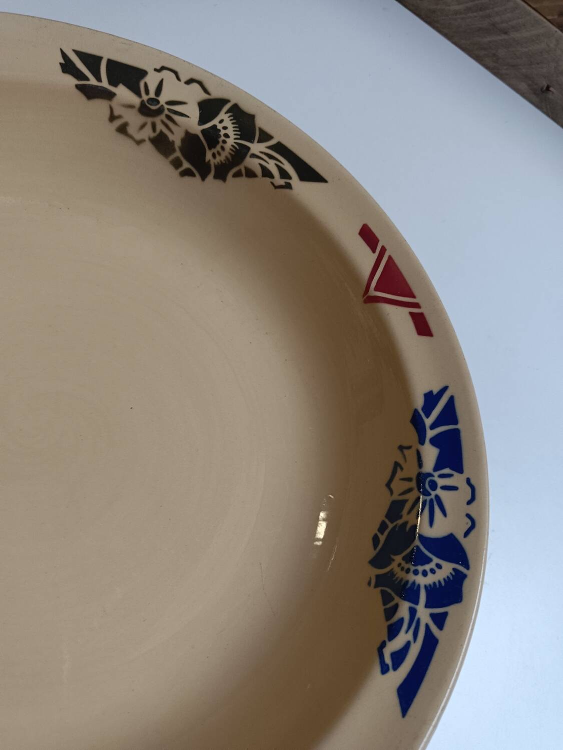 Large Badonviller art deco deep dish