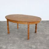 Table de salle à manger brutaliste | Table ovale | Extensible | Période Kjaernulf | 19