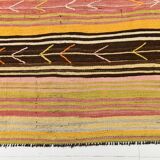 10x11 Yellow & Brown Ethnic Vintage Kilim Rug, 326x350Cm
