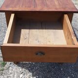 Country farm table 19th in cherry 2 drawers
