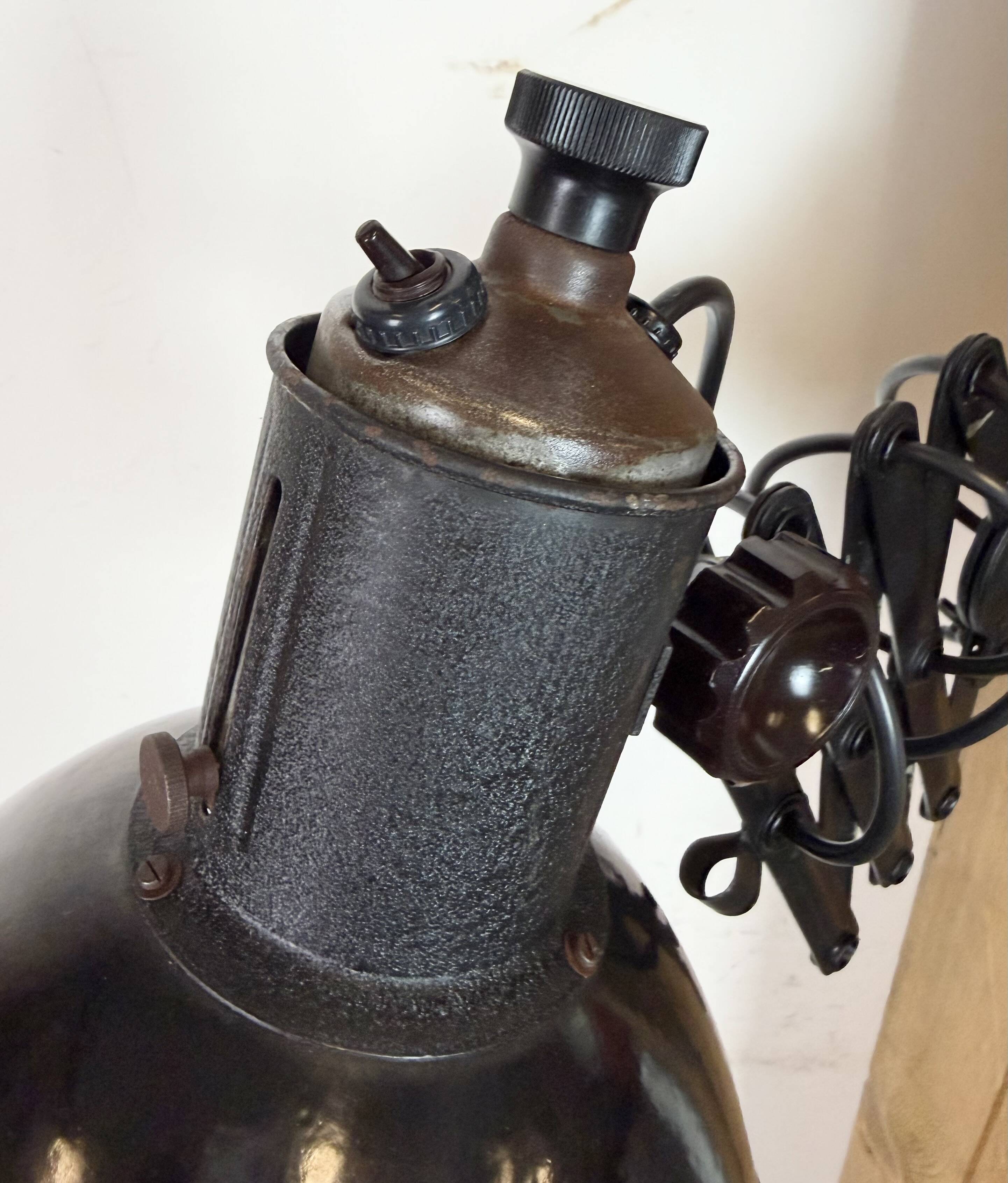 Industrial Black Enamel Scissor Wall Lamp, 1950s