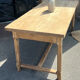 Large renovated antique table with 2 extensions in raw solid oak.