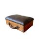 Old foldable fisherman's stool in wood and leather