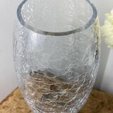 Crackle glass vase and candle holders