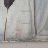 Antique painting, portrait, oil on canvas, bohemian country decor