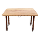 Louis Philippe 19th century square table with shutters in solid oak wood on casters