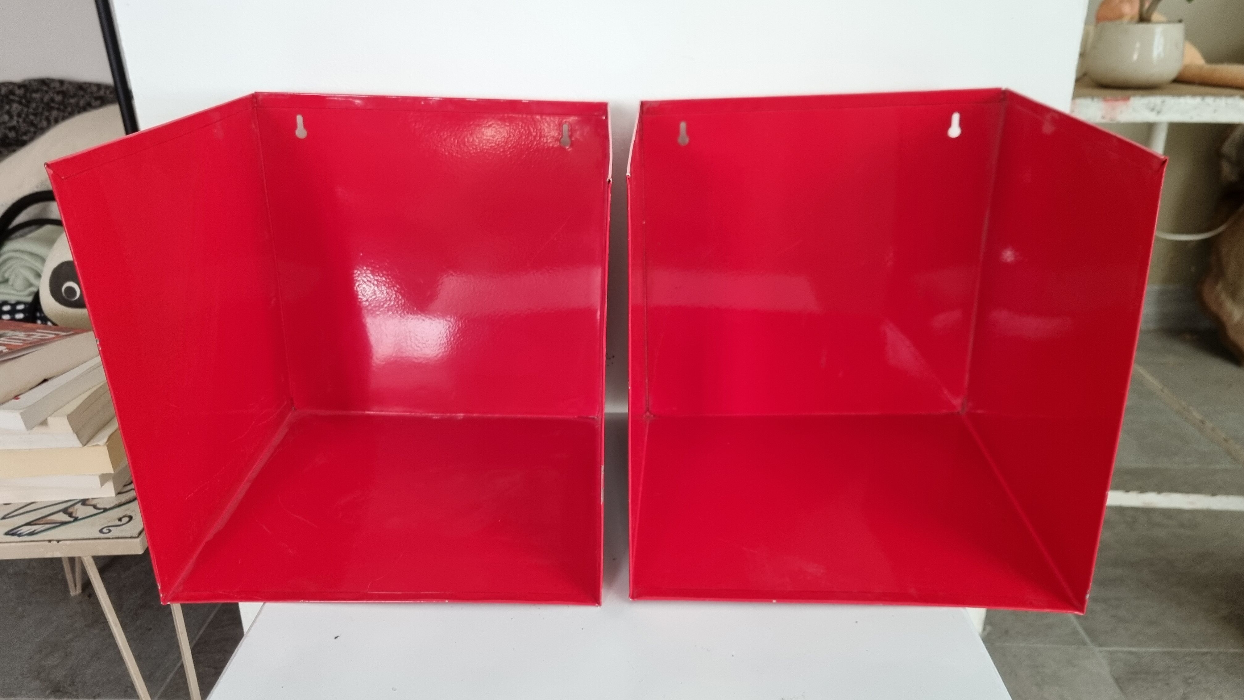 Pair of metal wall shelves