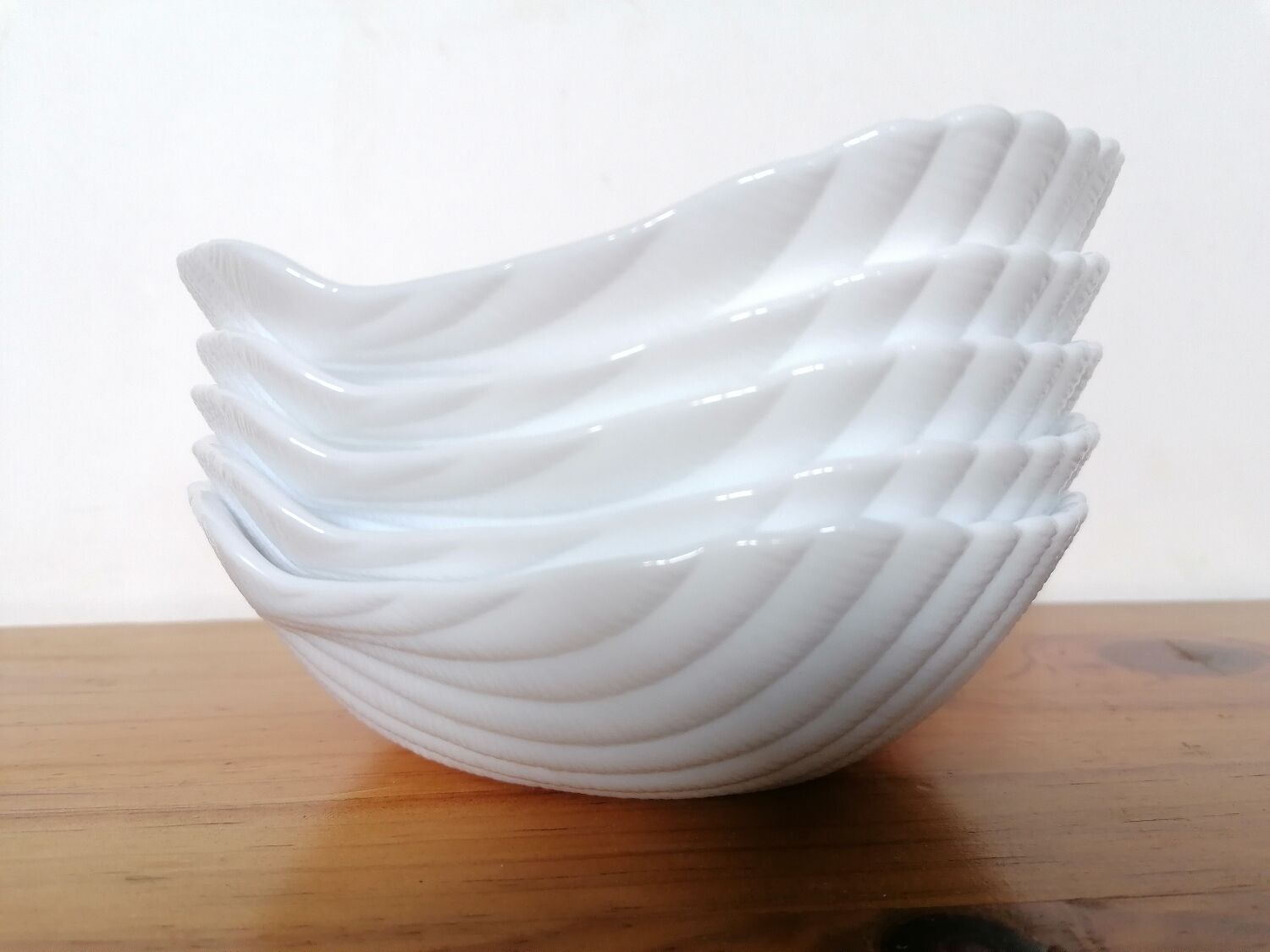 5 coupelles coquillage en opaline arcopal
