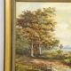 19th-century Biedermeier landscape painting with a lake and trees.