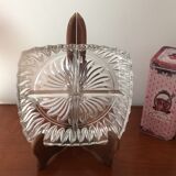 Ancien plat à 4 compartiments, serviteur, en verre très épais vintage
