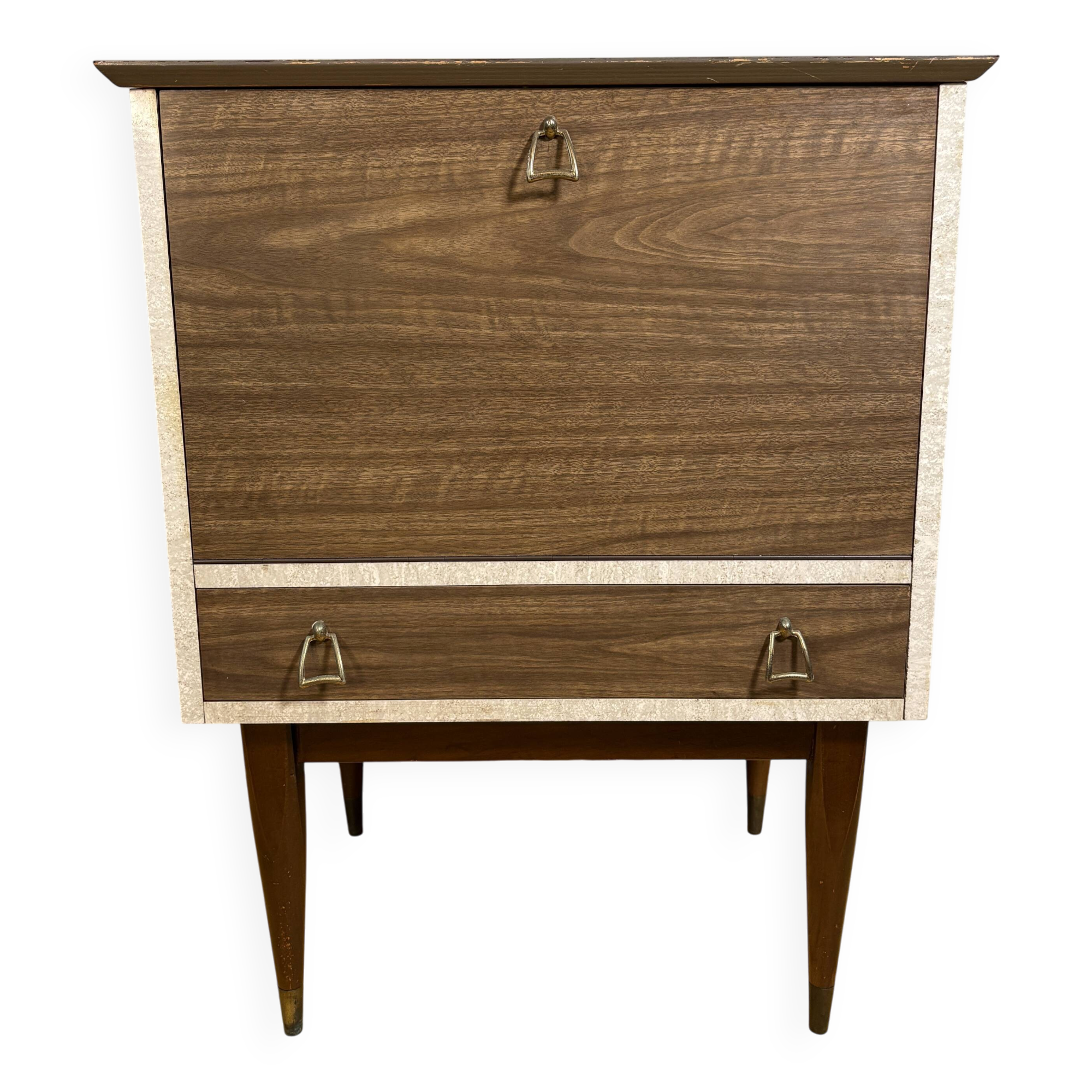 Mid Century Retro Teak & Lamination Cocktail Bar Cabinet (Circa 1950–1960)