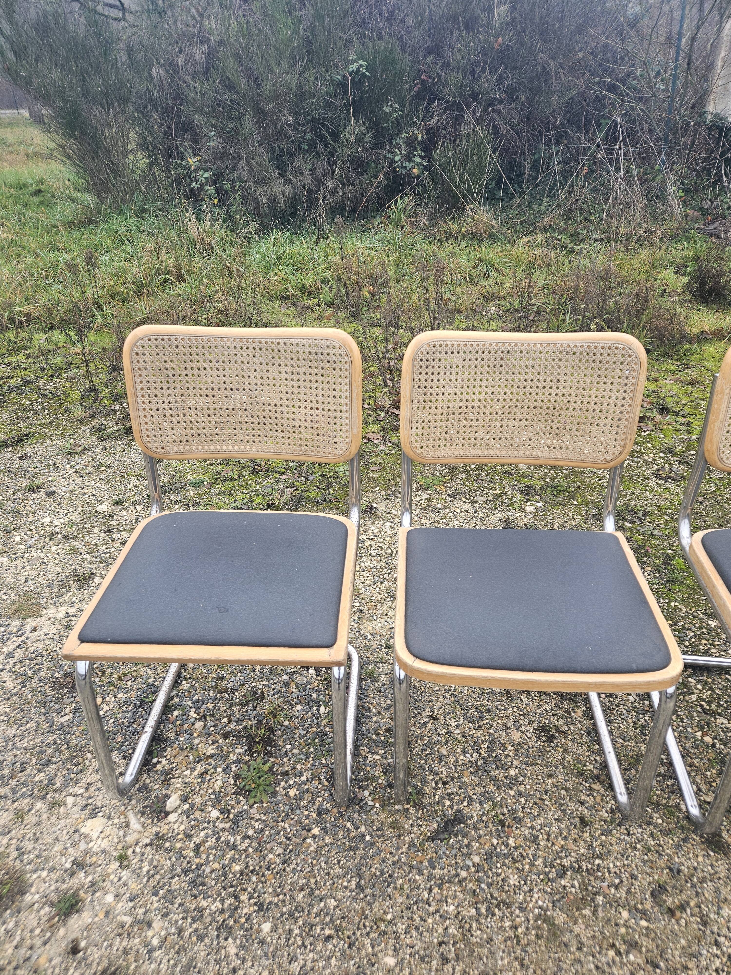 4 vintage Italian Cesca B32 chairs by Marcel Breuer, 70s